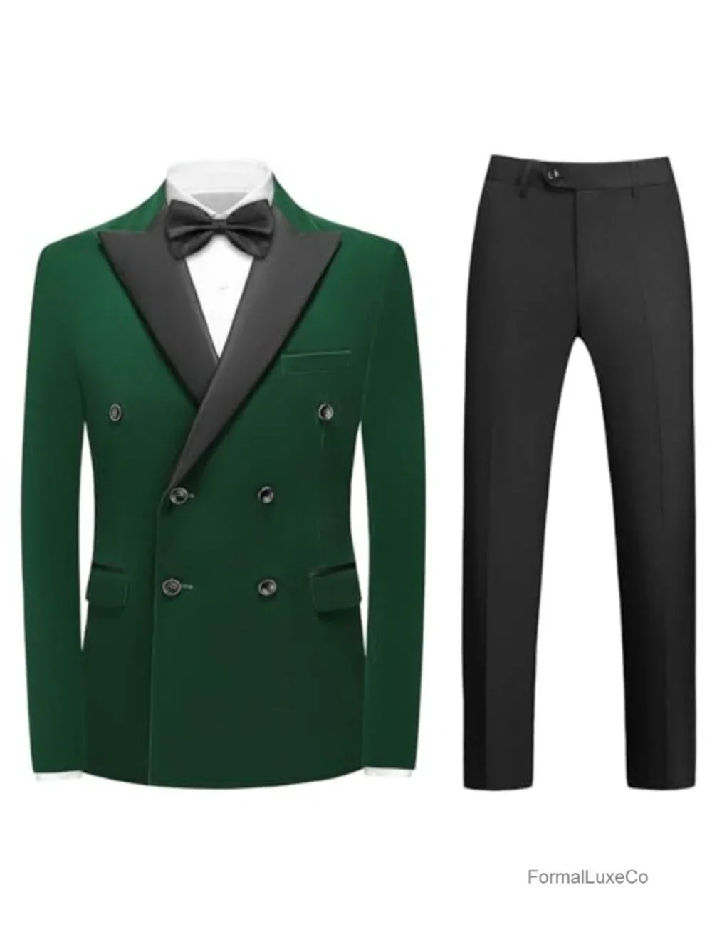 Men's Velvet 2-Piece Double Breasted Tuxedo Suit Set Blazer & Pants